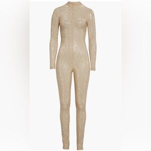 Stella McCartney Silver Crystal embellished floral lace catsuit